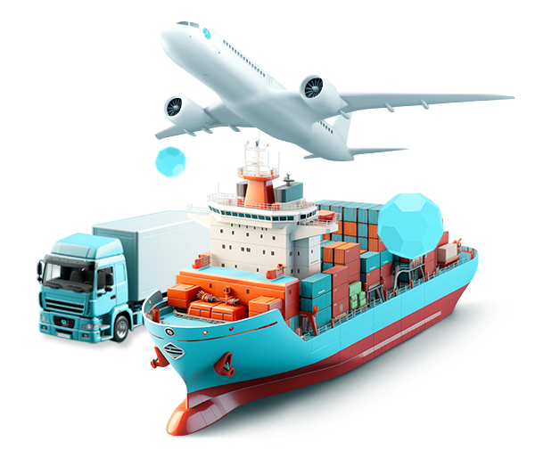 tmsff-3d Illustration du transport de fret à l'international