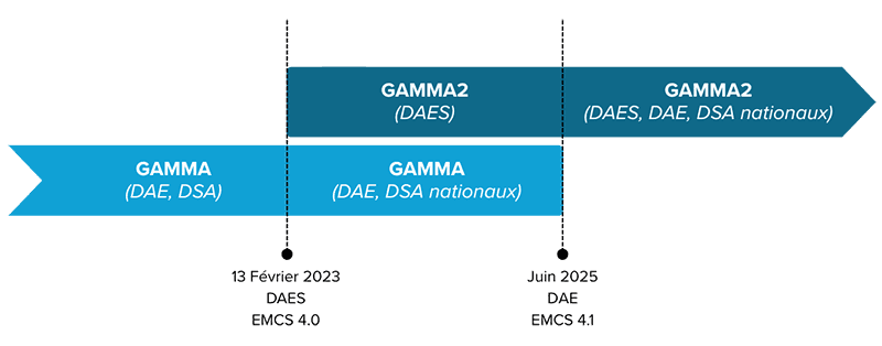 schema-GAMMA2-dae-dsa-daes schéma GAMMA2 avec les documents douaniers DAE DSA DAES